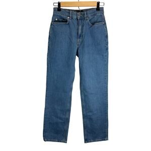 Asos High Rise Medium Wash Straight Leg Jeans Womens Size 26/32 Denim